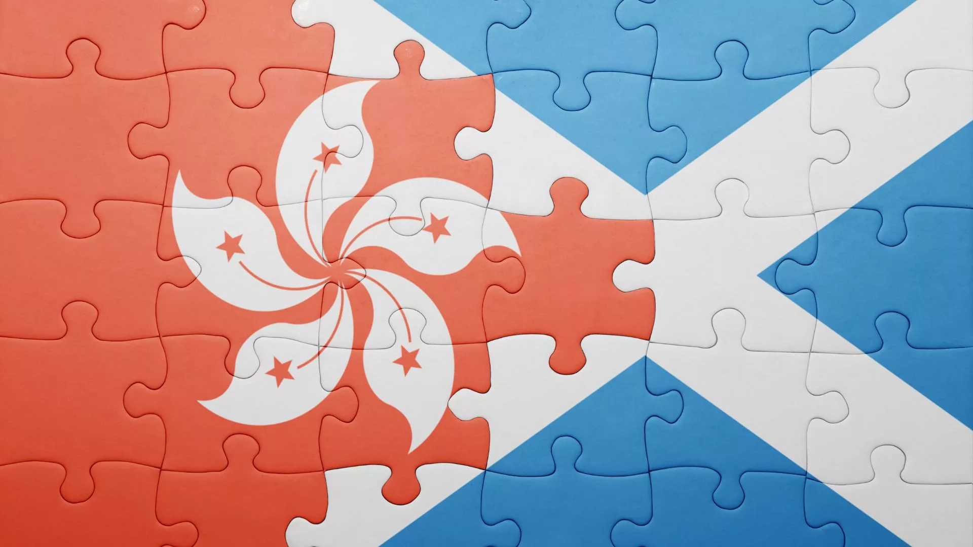 Scotland Hong Kong flags in puzzle