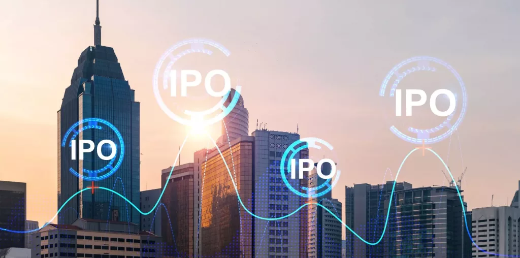 IPO image on city skyline