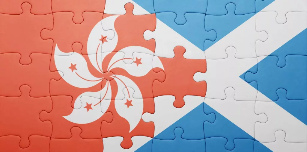 Scotland Hong Kong flags in puzzle