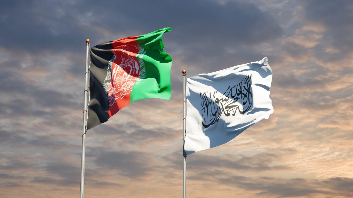 Beautiful,National,State,Flags,Of,Afghanistan,And,Taliban,Together,At